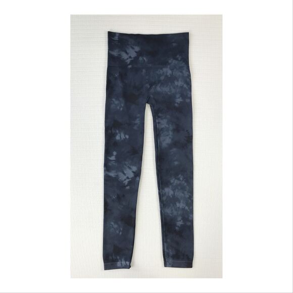 Spanx Womens Look At Me Now Leggings Large Dark Blue Tie Dye High Rise Ankle 26" - Picture 1 of 12